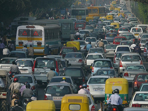Figure 3: Uncontrolled traffic - one going problem of densely populated countries (Image courtesy: Wikicommons).