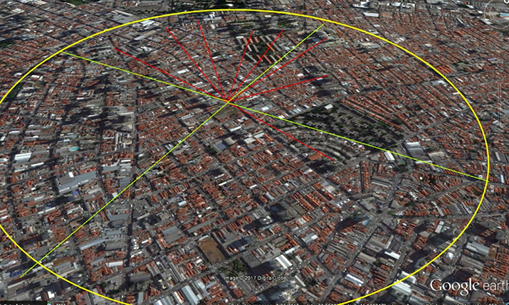 Figure 1: Google Earth 3D view of a district of Sao Paulo / Brazil (Credits: Wardston Consulting, Map data: Google, DigitalGlobe).